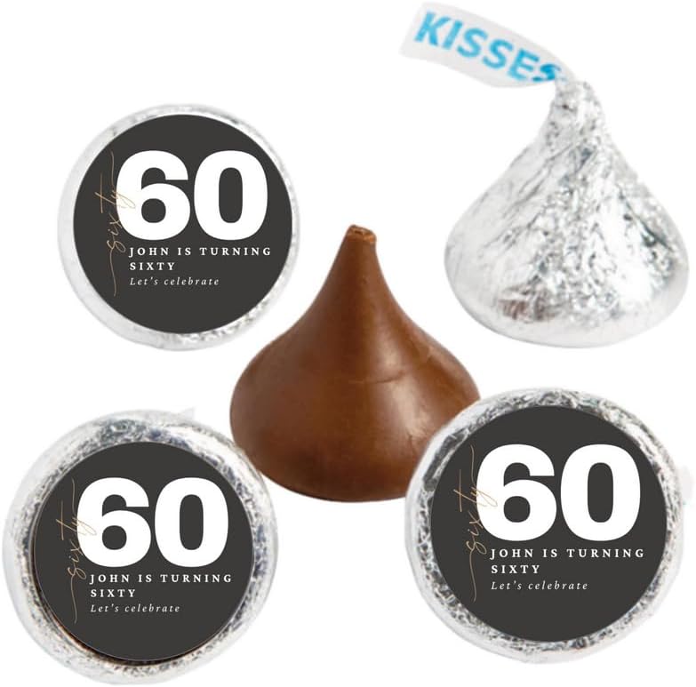 Custom 60th Birthday Candy Labels |Personalized Candy Labels| Milestone Celebration|Glossy|100ct