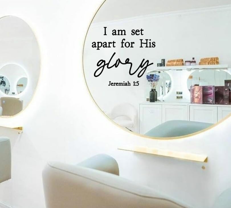 Religious Wall Decal, Jeremiah 1:5 Bible Verse Quote, I Am Set Apart for His Glory, Black Scripture Art