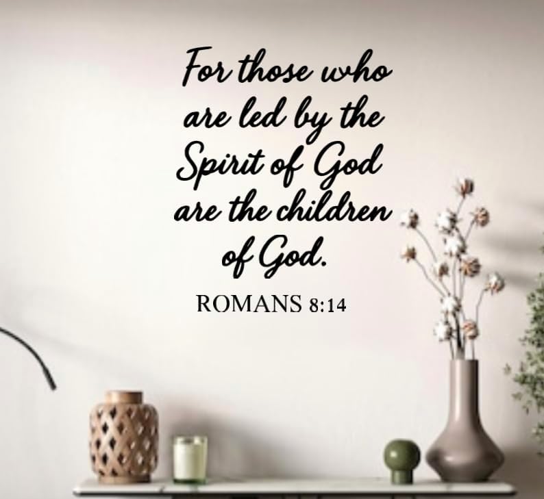 Religious Wall Decal, Romans 8:14 Bible Verse Quote, 11.5x14 inches, Black Scripture Wall Art