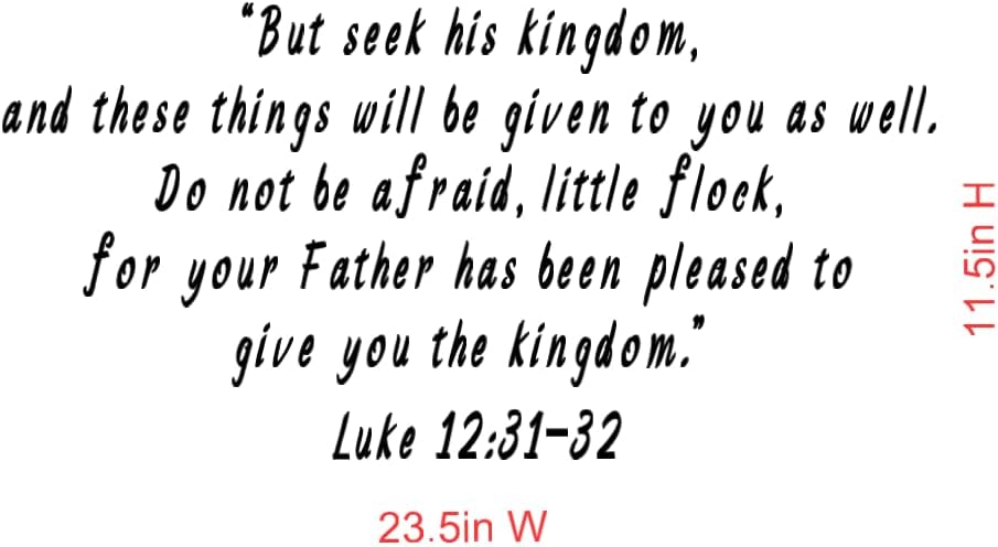 Religious Wall Decal, Luke 12:31-32 Bible Verse Quote, 23.5 x 11.5 inches, Black Script