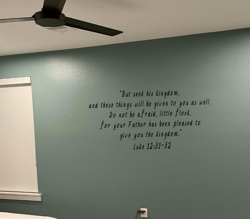 Religious Wall Decal, Luke 12:31-32 Bible Verse Quote, 23.5 x 11.5 inches, Black Script