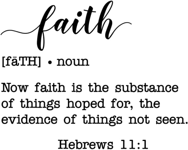 Faith Definition Wall Art with Hebrews 11:1 Bible Verse Quote, Inspirational Typography Print