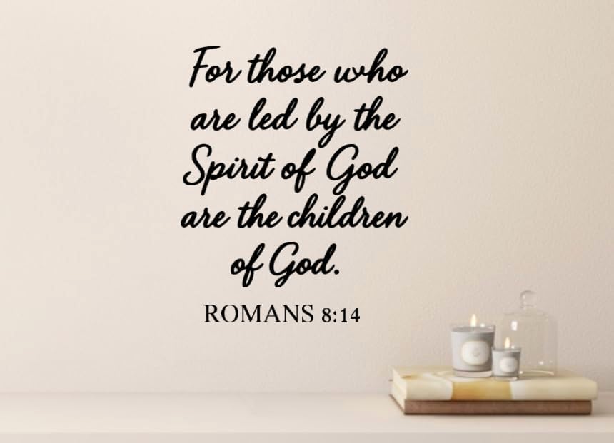 Religious Wall Decal, Romans 8:14 Bible Verse Quote, 11.5x14 inches, Black Scripture Wall Art