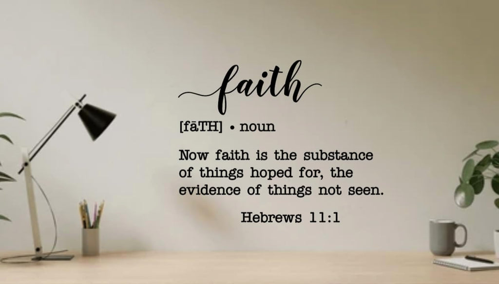 Faith Definition Wall Art with Hebrews 11:1 Bible Verse Quote, Inspirational Typography Print