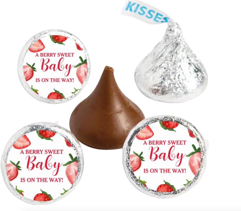 A Berry Sweet Baby is On The Way |Chocolate Candy Labels | 100ct| Glossy| 0.75in|Baby Shower