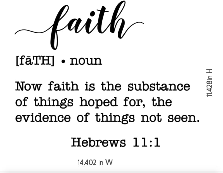 Faith Definition Wall Art with Hebrews 11:1 Bible Verse Quote, Inspirational Typography Print