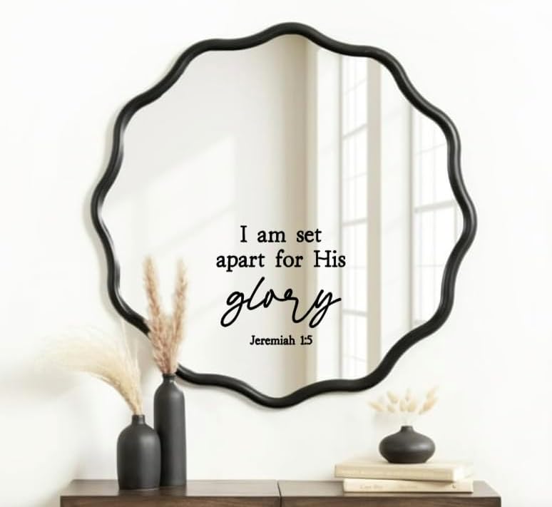Religious Wall Decal, Jeremiah 1:5 Bible Verse Quote, I Am Set Apart for His Glory, Black Scripture Art