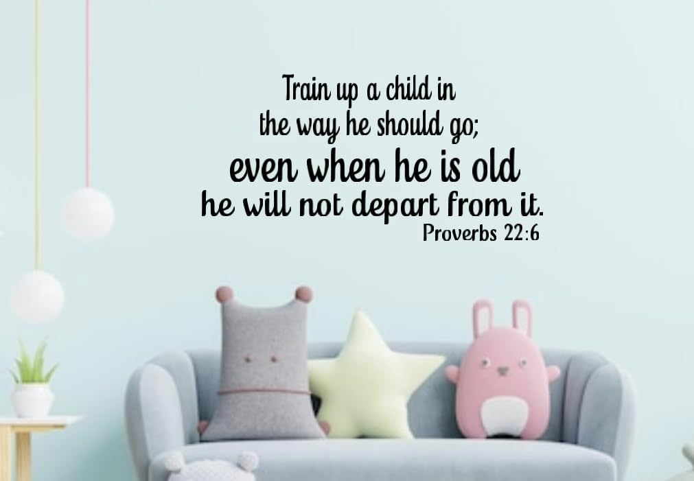 Inspirational Bible Verse Wall Art, Proverbs 22:6 Quote, Train Up a Child, 23.5 inches Wide