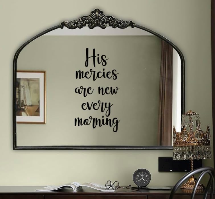 His Mercies are New Every Morning Vinyl Wall Decal, Black Script, 21 x 11.5 inches