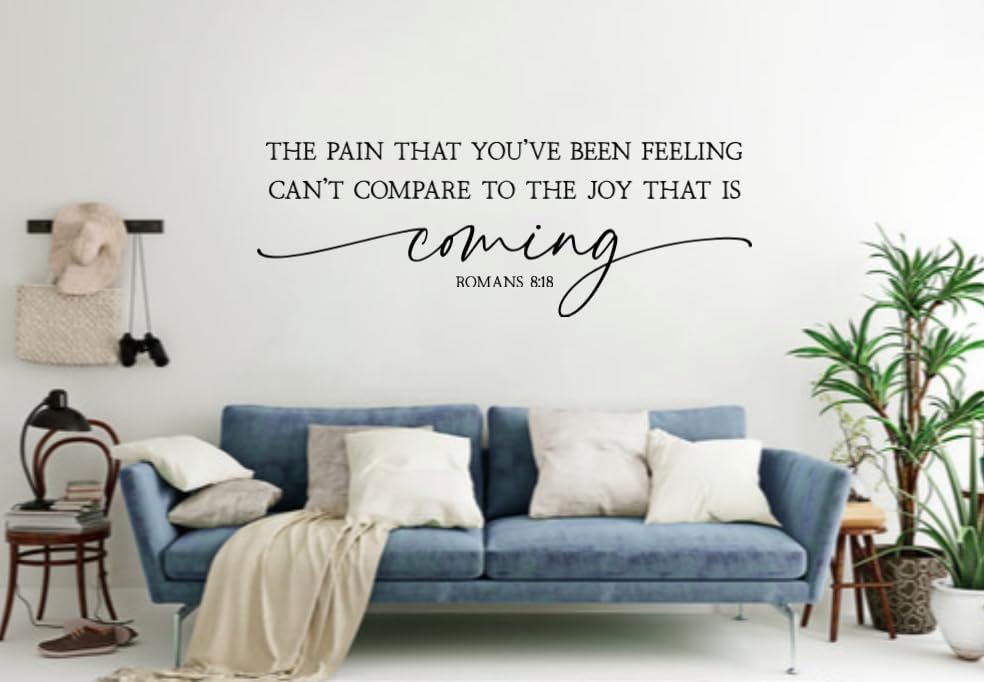Inspirational Bible Quote Wall Art, Romans 8:18 Scripture Sign, Joy Coming Typography Print