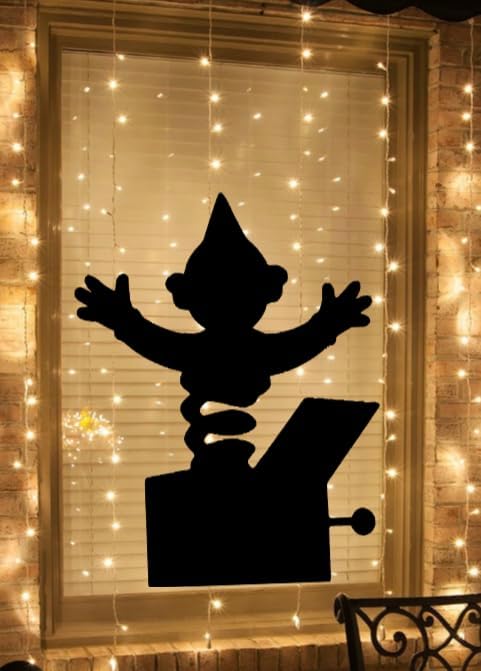 Jack in The Box Window Cling Decal | Large Christmas Silhouette Decal | Reusable| 15H