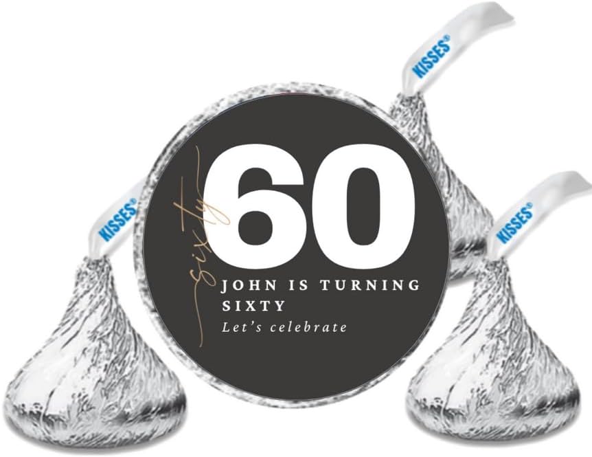 Custom 60th Birthday Candy Labels |Personalized Candy Labels| Milestone Celebration|Glossy|100ct