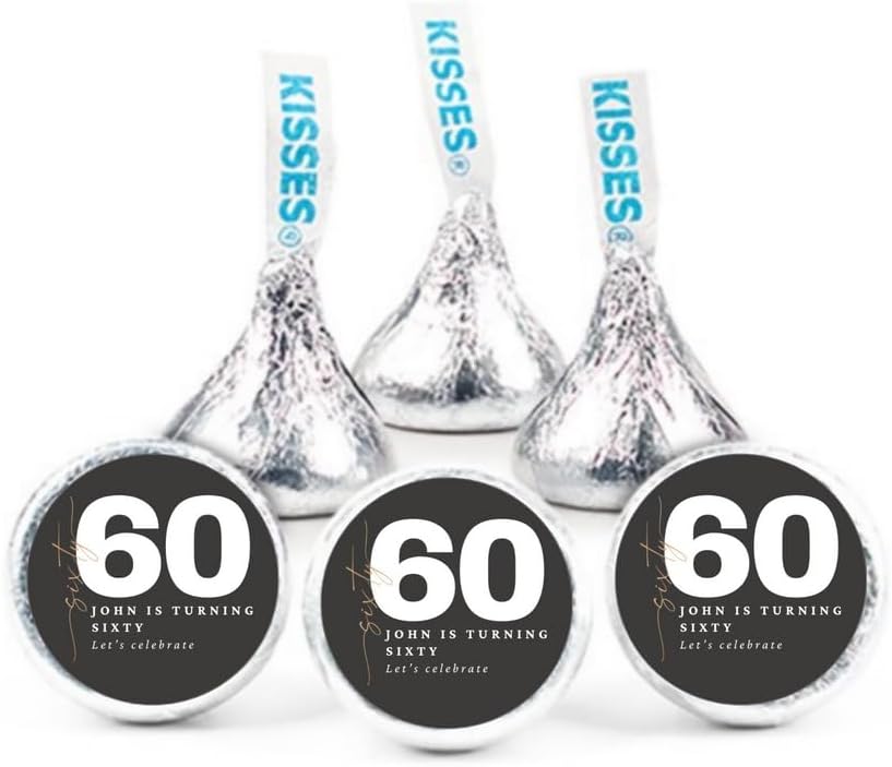 Custom 60th Birthday Candy Labels |Personalized Candy Labels| Milestone Celebration|Glossy|100ct