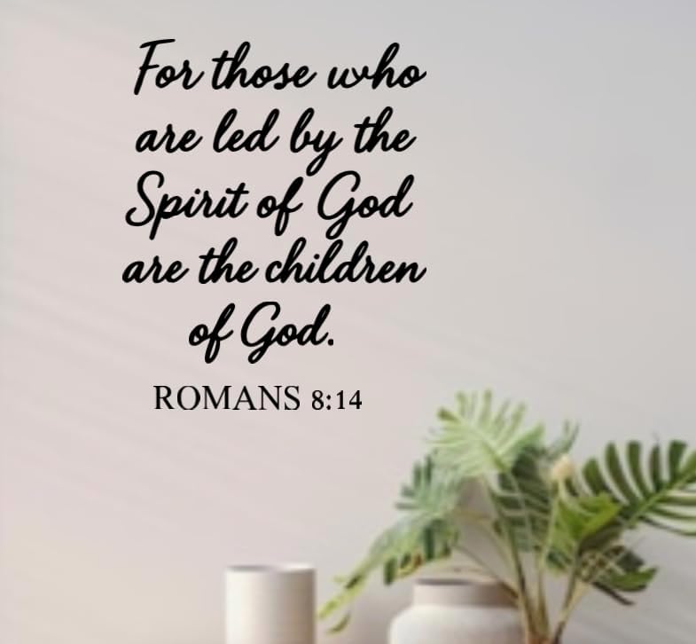 Religious Wall Decal, Romans 8:14 Bible Verse Quote, 11.5x14 inches, Black Scripture Wall Art