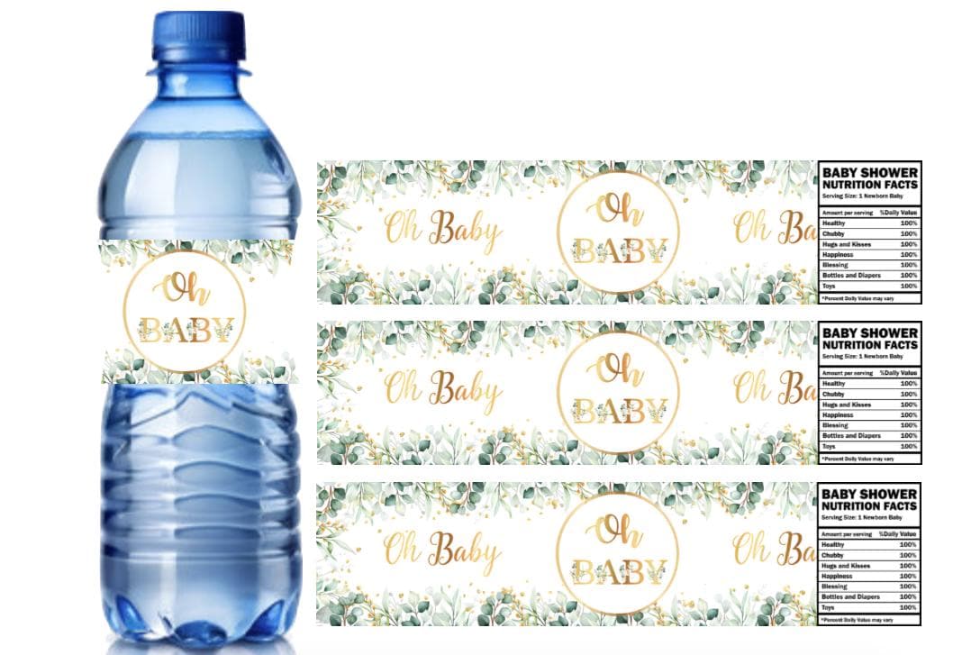 Ohh Baby | Baby Shower Water Bottle Labels | Set of 12 | Party Favors