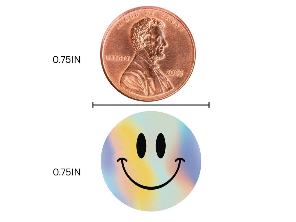 Holographic Smiley Face Candy Kiss Decals | Festive Peel and Stick Stickers | 100 Count