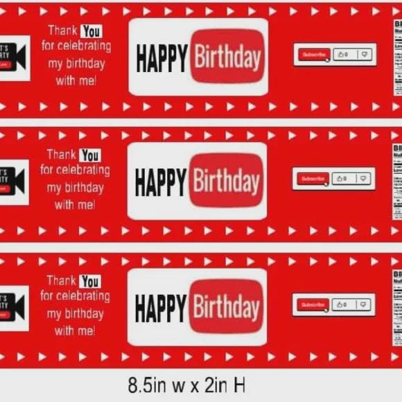 Movie Theme Birthday Water Bottle Labels, Social Media Party, 12pcs