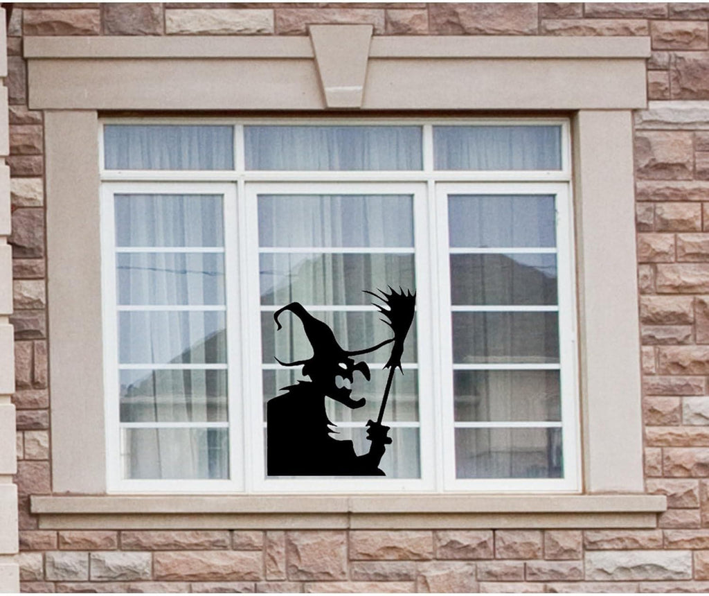 Halloween Gigantic Window Decal| Witch Silhouette| Spooky Broom|Indoor Decal| 22H| Reusable + Durable