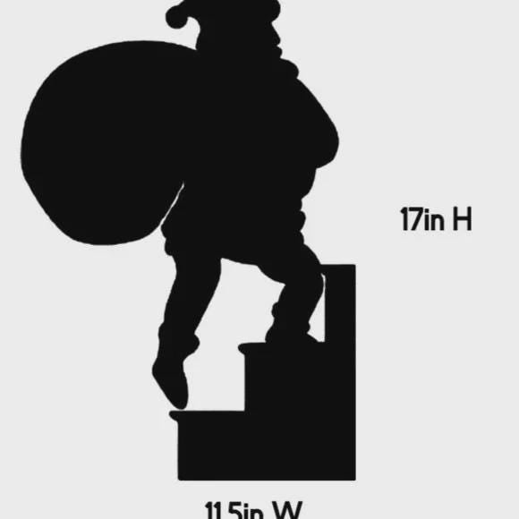 Santa Climbing Stairs with Gift Bag Window Decal | Reusable Christmas Silhouette