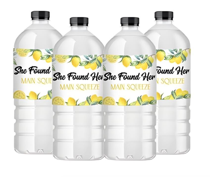She Found Her Main Squeeze Labels | Lemon Water Bottle Wrappers | 12ct | Engagement Party