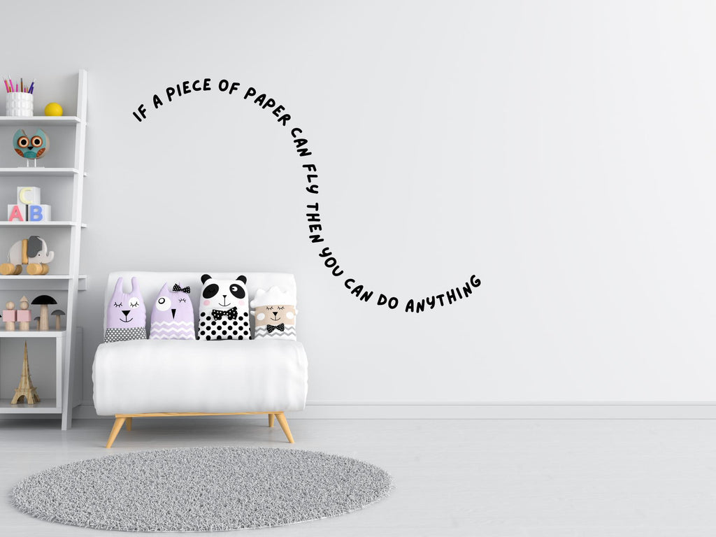 Fun Inspirational Wall Decal for Kids | Paper Airplane Quote | 17in x 11.5in| Black