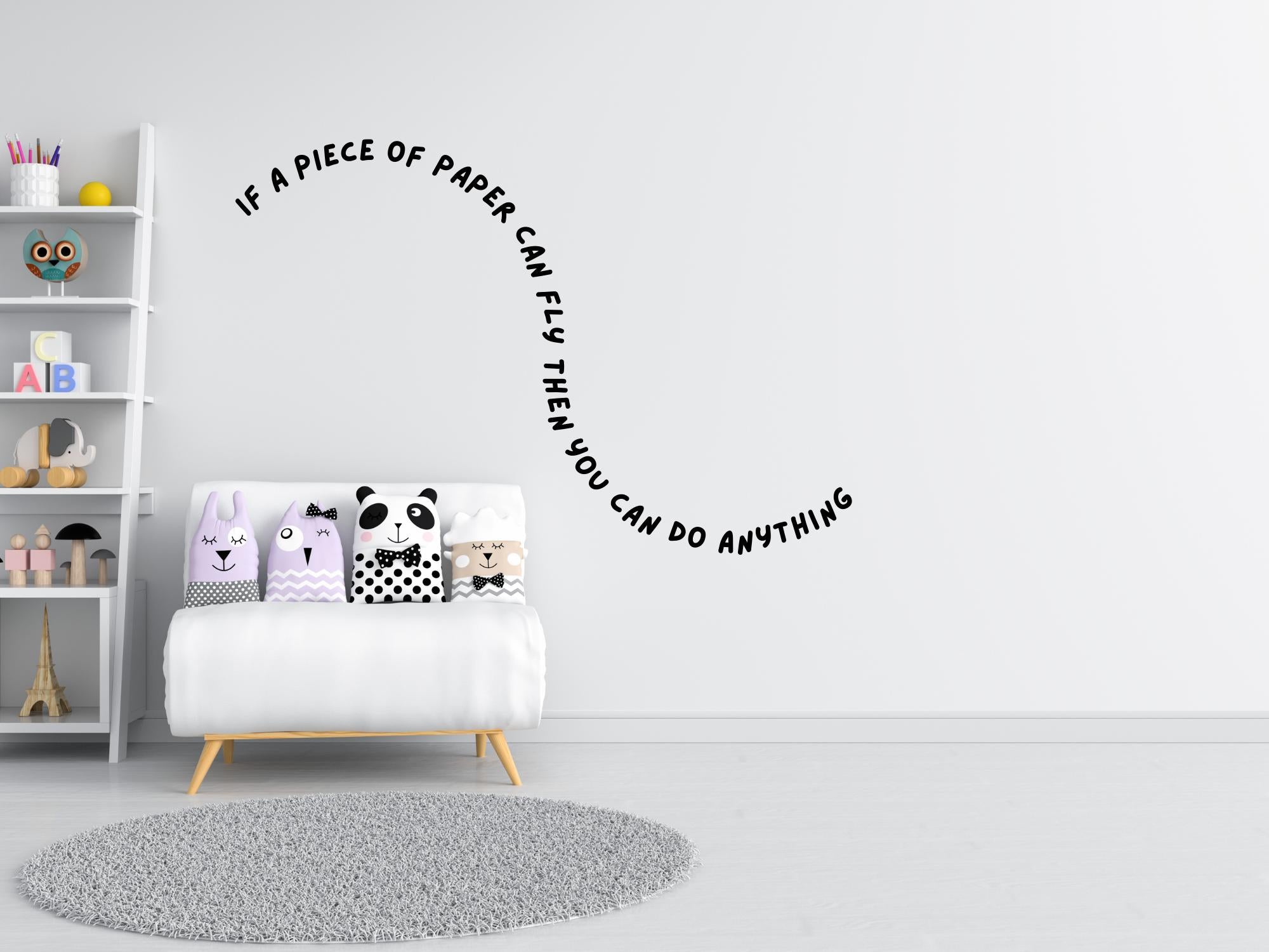 Fun Inspirational Wall Decal for Kids | Paper Airplane Quote | 17in x 11.5in| Black
