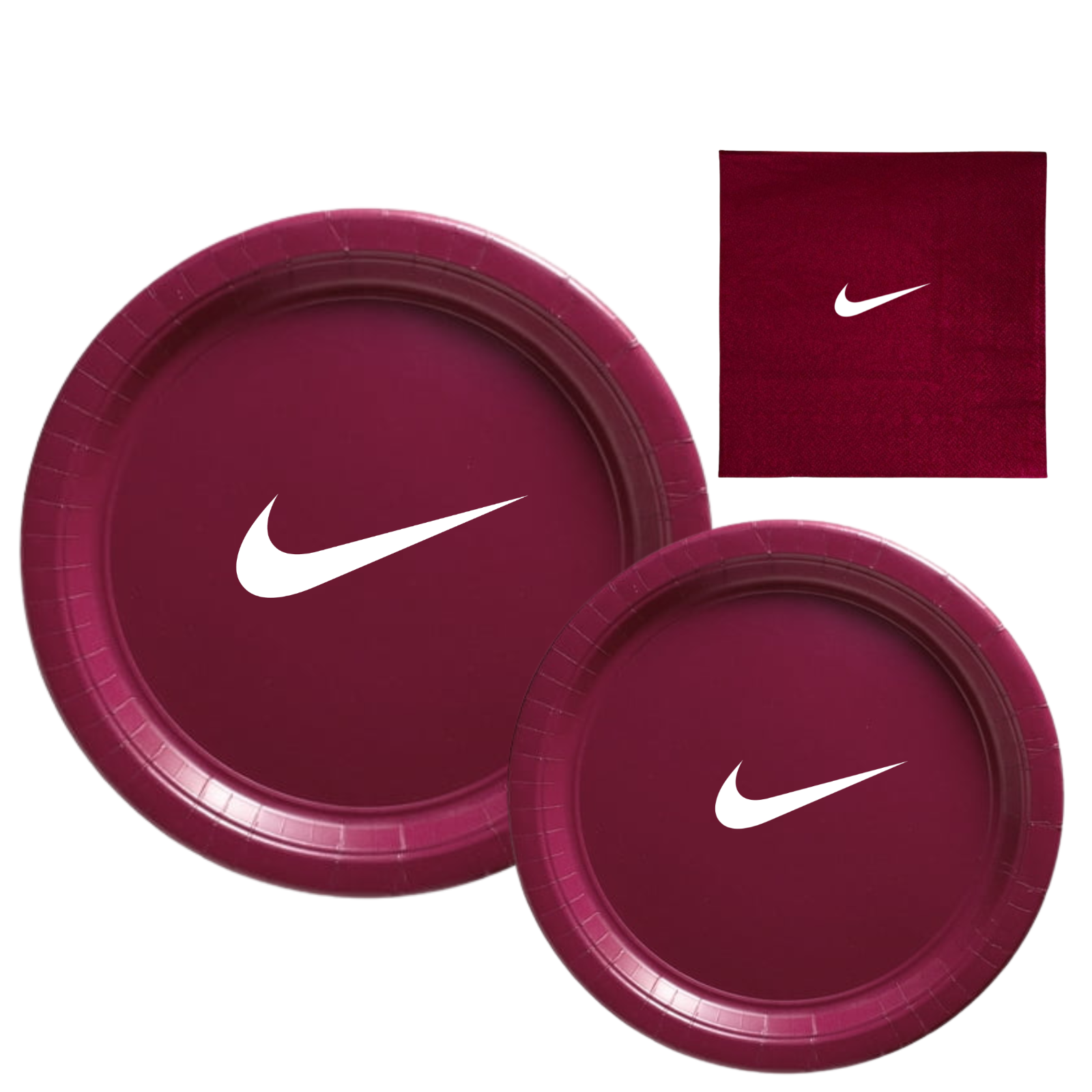 Custom Retro Party Tableware Set | Deep Red with White Design | 45PCS| Basketbal