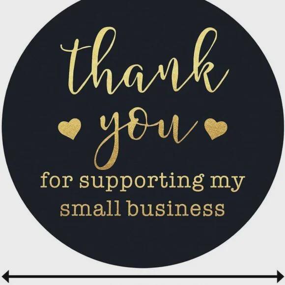 Thank You for Supporting Small Business Stickers, 1.5 inch, Black and Gold, 75 Pcs