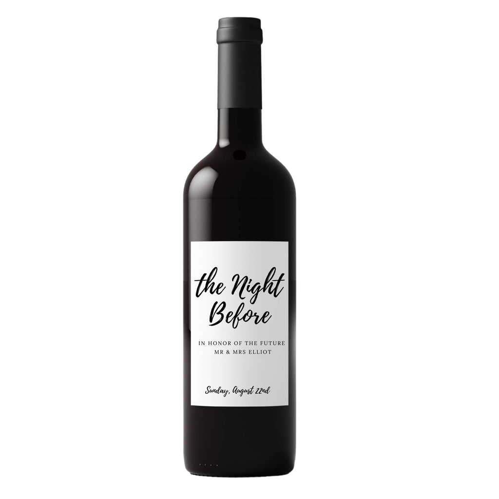Personalized Bridal Shower Wine Bottle Labels | The Night Before Theme | Custom Mr and Mrs Name | Set of 4| Party Table Accent