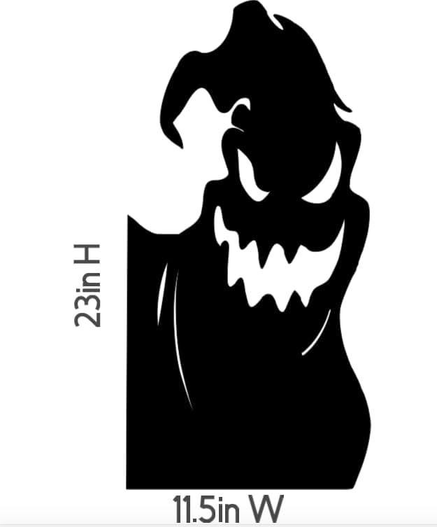 Halloween Ghost Silhouette Window Reusable Decal, Spooky Face Design, 23 x 11.5 inches, Black