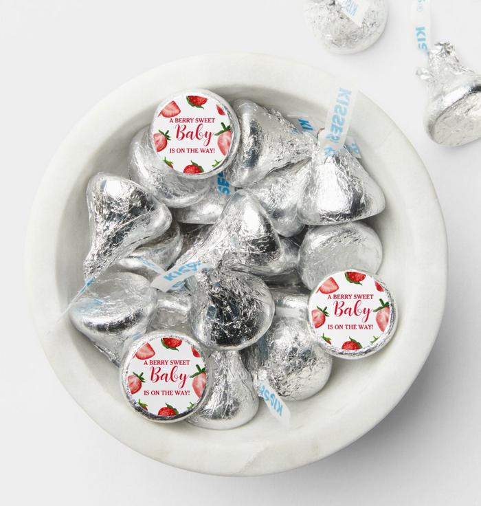 A Berry Sweet Baby Is On The Way |Chocolate Candy Labels | 100ct| Glossy| 0.75in|Baby Shower