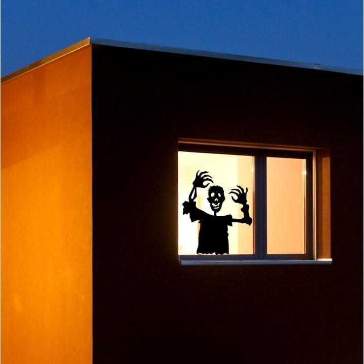 Halloween Window Silhouette Decoration, Zombie Shadow Figure, 11.5 W x 13.559 inches, Black, Reusable