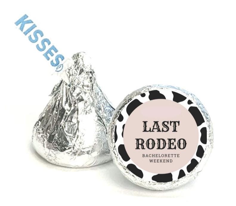 The Last Rodeo Kisses Candy Stickers | 100ct|Glossy|Bachelorette Party Favors | 0.75