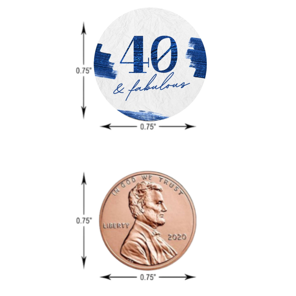 40 and Fabulous Stickers | 100 Chocolate Candy Kiss Labels | Glossy 0.75in Peel and Stick | 40th Birthday Party Decorations