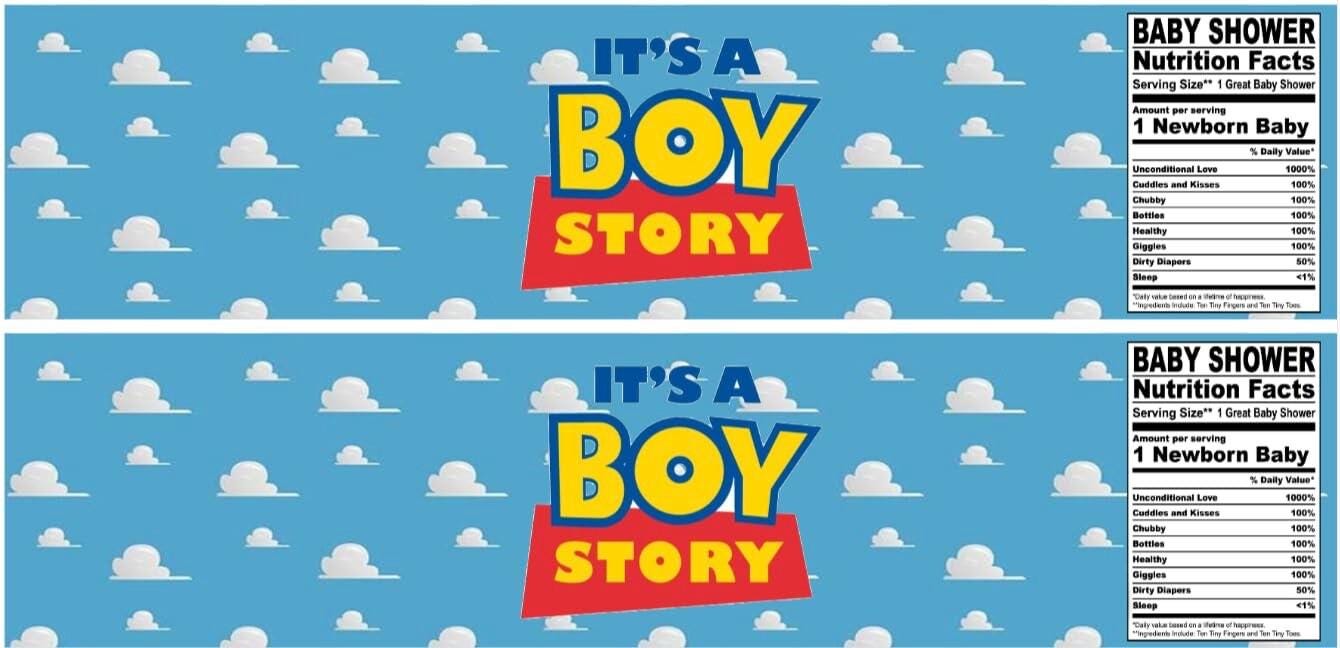 It’s a Boy Story| Baby Shower Water Bottle Labels | 12 Personalized Water Bottle Stickers