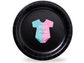 Boy or Girl Baby Shower Paper Plates Set | Black Gender Reveal Tableware | 40 Piece Kit