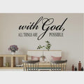 Religious Wall Decal, 'With God All Things Are Possible' Quote, 19x9 inches, Black