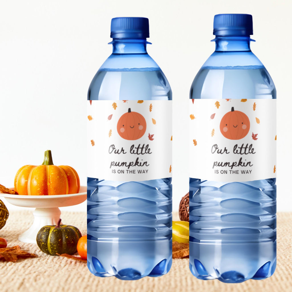 Our Little Pumpkin Is On The Way| Baby Shower Water Bottle Labels | Set of 12 | Table Accents