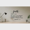 Faith Definition Wall Art with Hebrews 11:1 Bible Verse Quote, Inspirational Typography Print