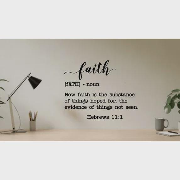 Faith Definition Wall Art with Hebrews 11:1 Bible Verse Quote, Inspirational Typography Print