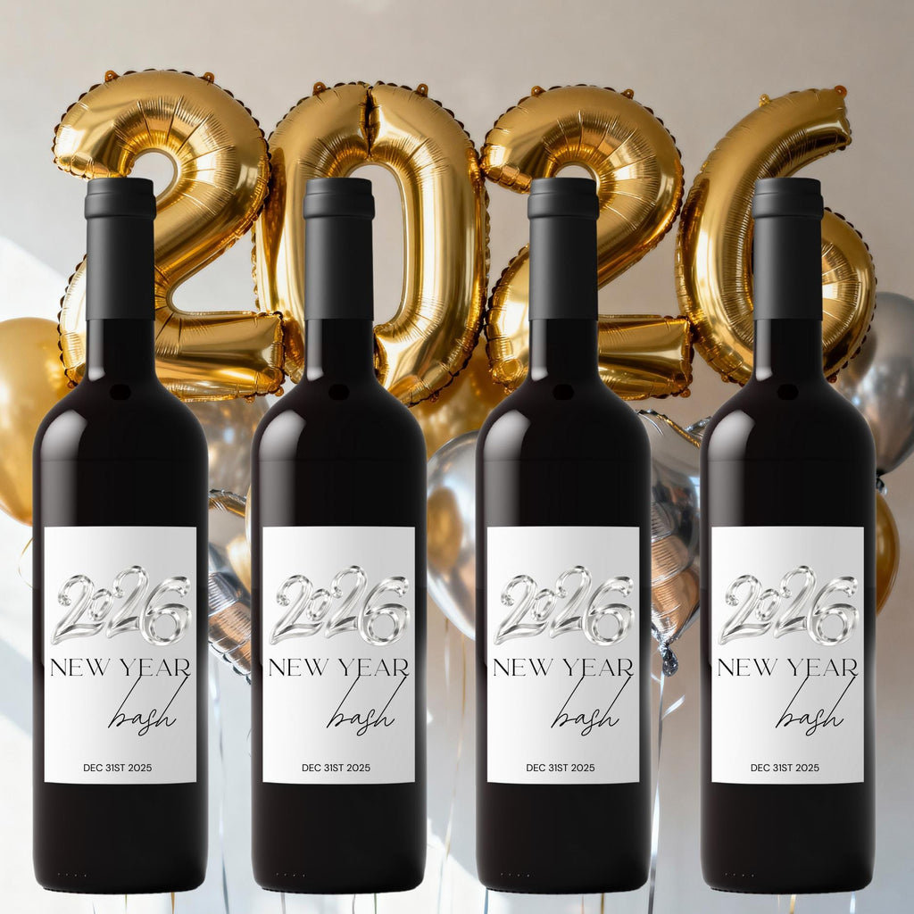 Happy New Year 2026 Wine Bottle Labels | Set of 12| Glossy|New Years