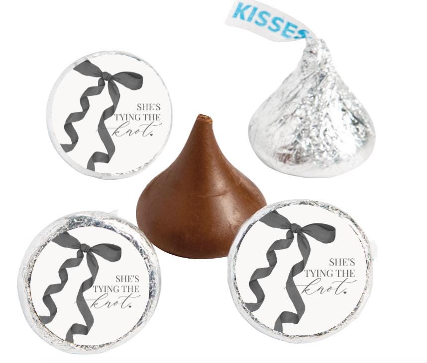 She’s Tying the Knot Kisses Candy Stickers | 100ct|Glossy|Bridal Shower|Favors