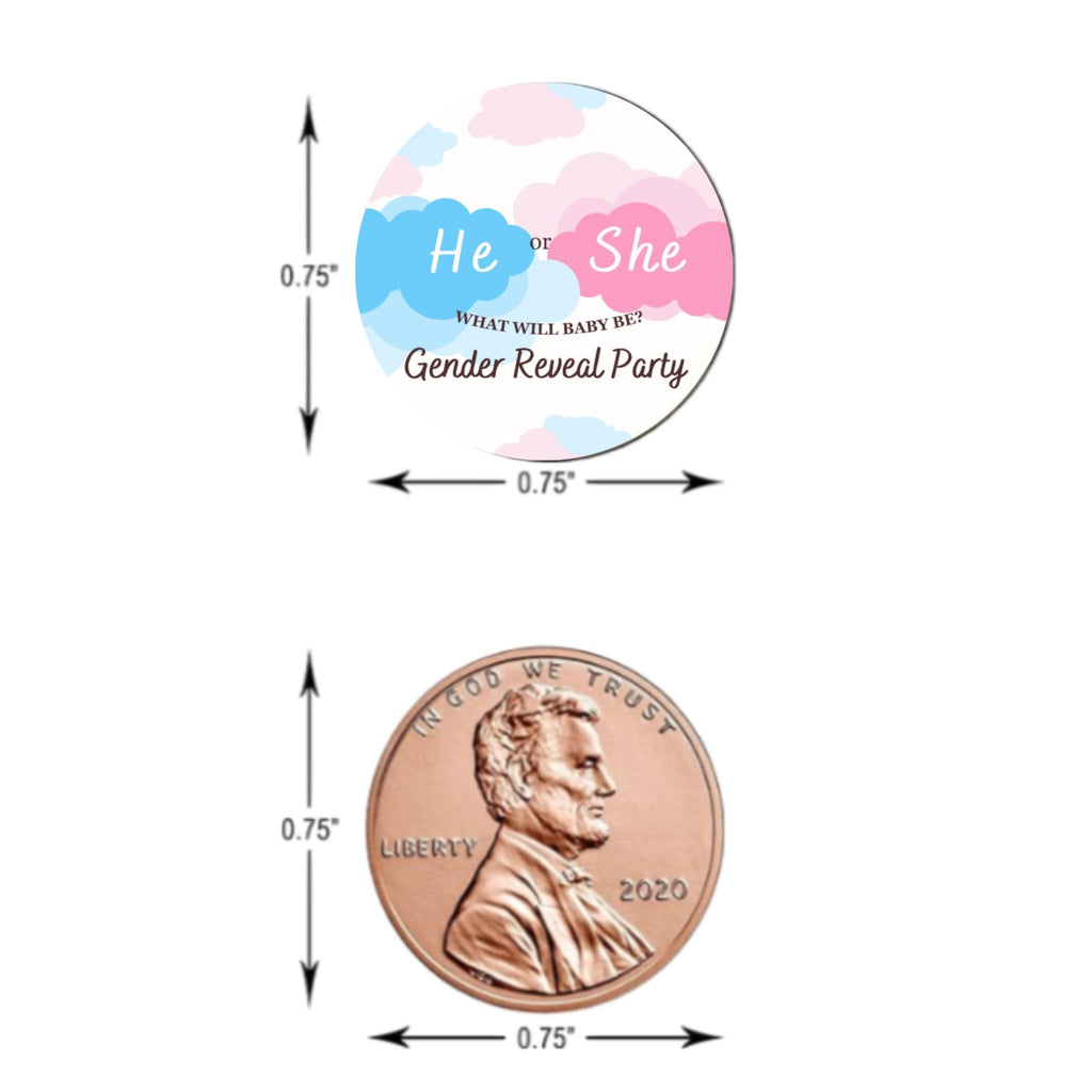 He or She Candy Stickers | 100 | Baby Shower Fun | Gender Reveal Stickers |Candy Table Decoration