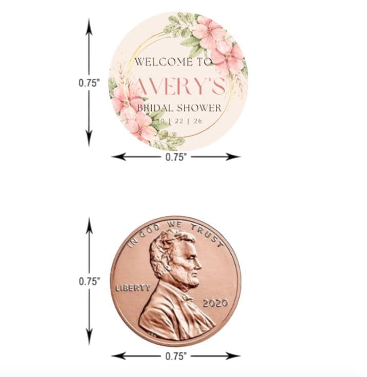 Bridal Shower Chocolate Candy Labels | Custom Floral Chocolate Candy Labels | Personalized Name and Date | 100 Round Stickers