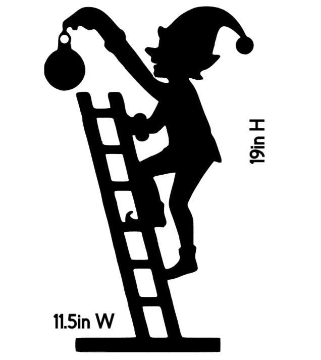 Large Elf Climbing Ladder Christmas Window Cling Decal | Reusable | Christmas Decor| 19H| Reusable