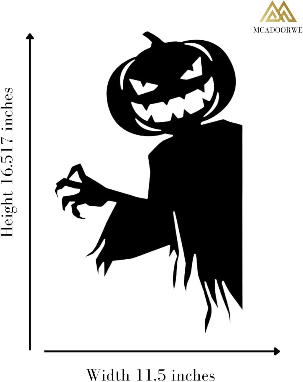 Halloween Window Decal, Peeking Pumpkin Head Ghost Silhouette, 16.5 x 11.5 inches, Black