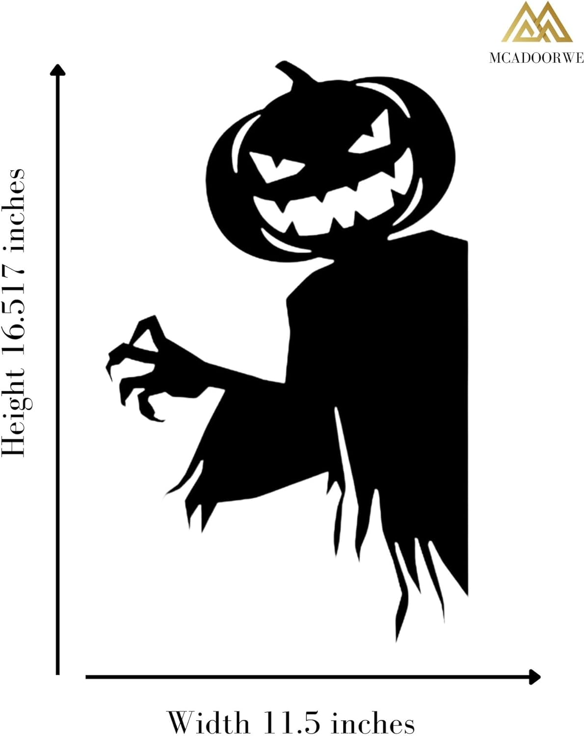 Halloween Window Decal, Peeking Pumpkin Head Ghost Silhouette, 16.5 x 11.5 inches, Black