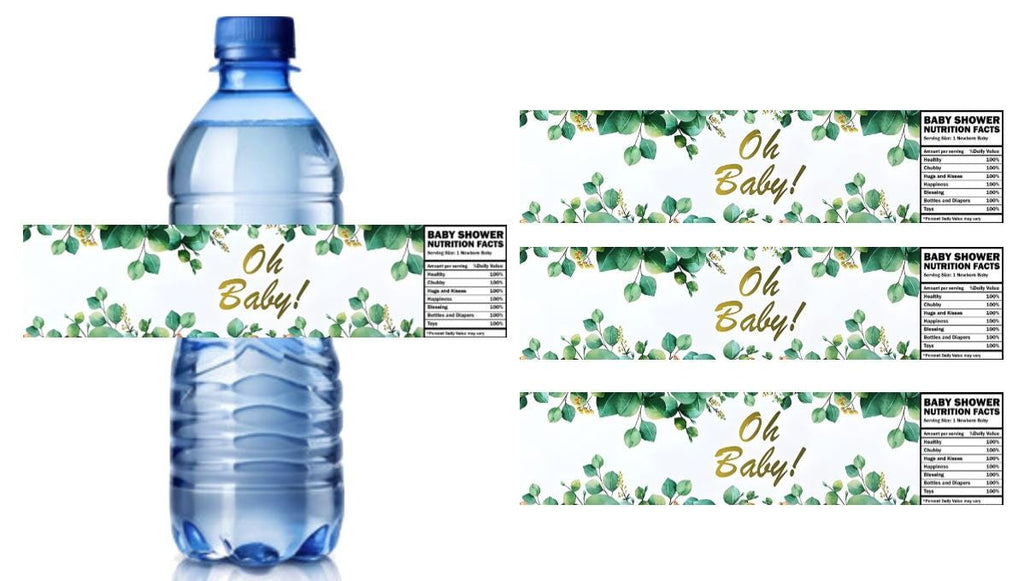 Ohh Baby Water Bottle Labels | 12 Pack | Gender Neutral Baby Shower Supplies