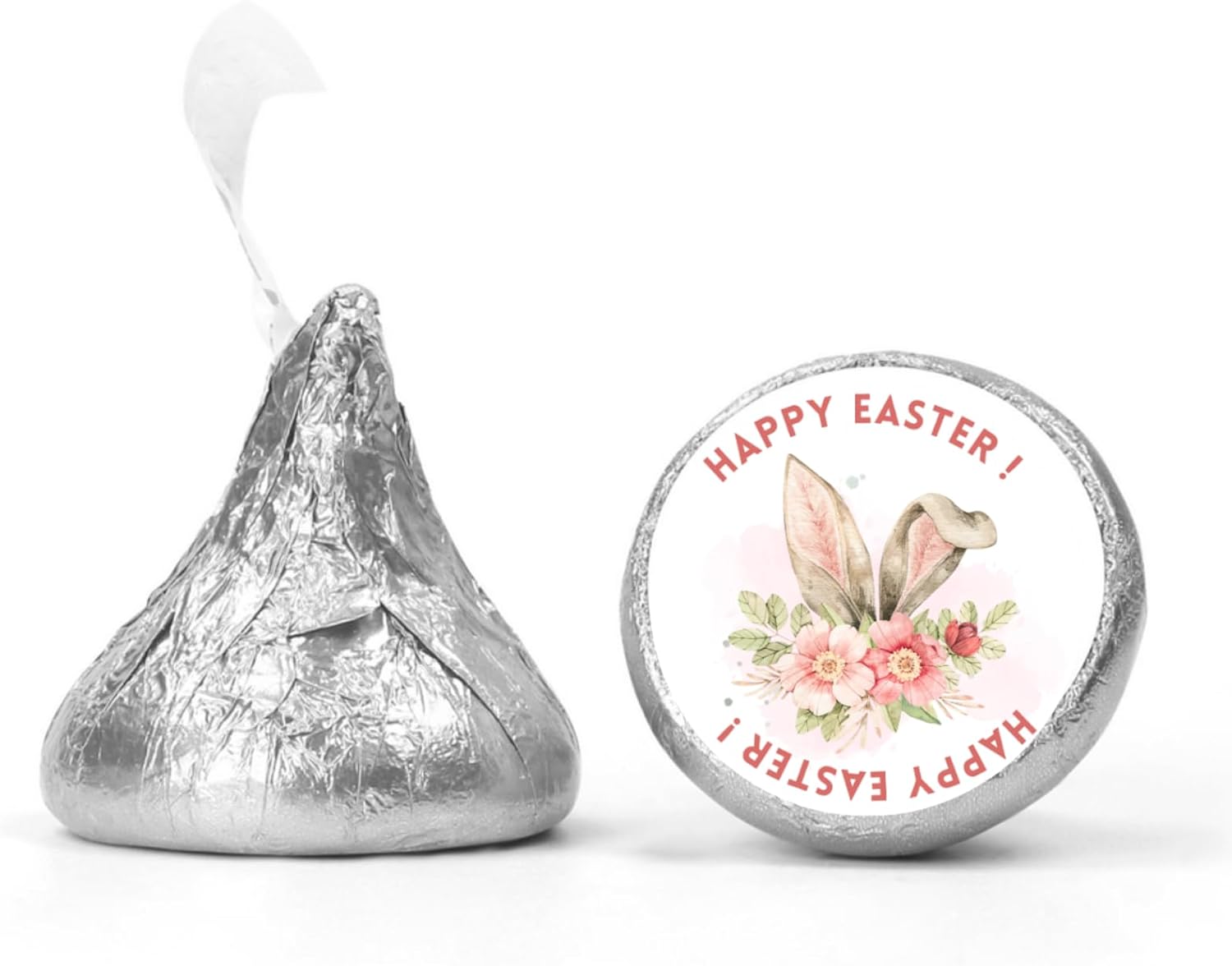 Happy Easter Stickers | Easter Kiss Candy Bottom Stickers | Bunny Ears | 100ct | Glossy