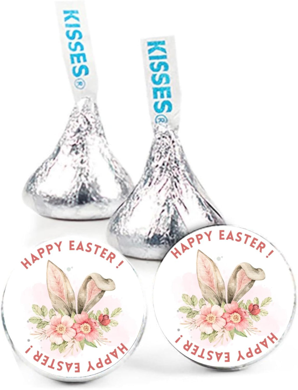 Happy Easter Stickers | Easter Kiss Candy Bottom Stickers | Bunny Ears | 100ct | Glossy